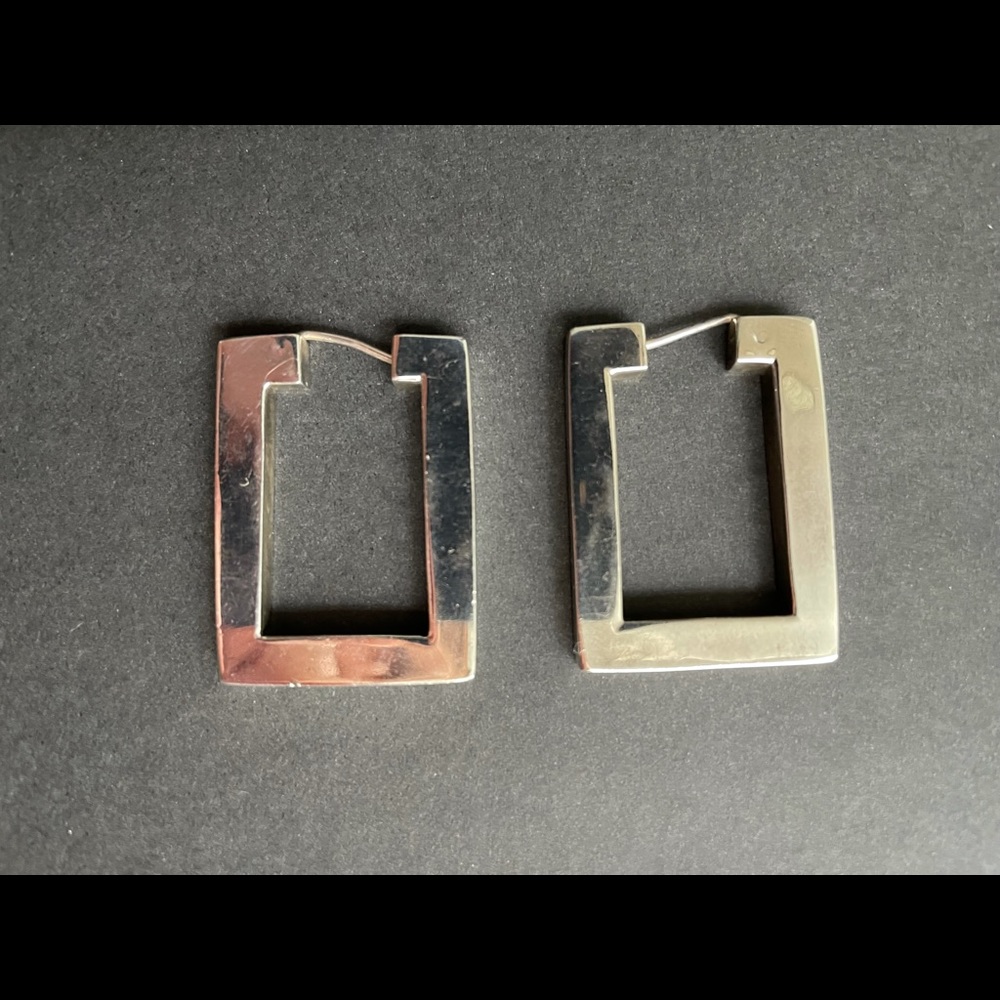Thick (14g) rectangular sterling silver earrings